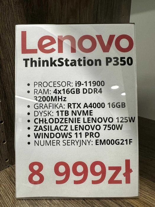 Komputer Lenovo ThinkStation P350 i9-11900/64GB/1TB/RTX A4000 16GB/WIN 11 PRO gwarancja