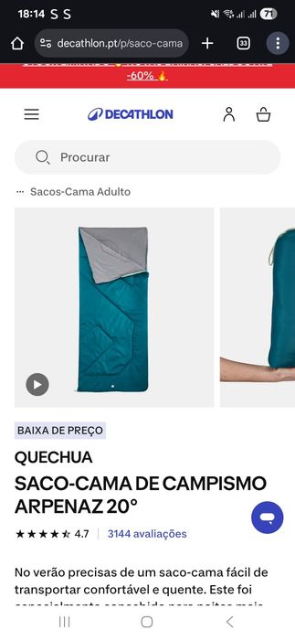 Saco de dormir ou cobertor camping