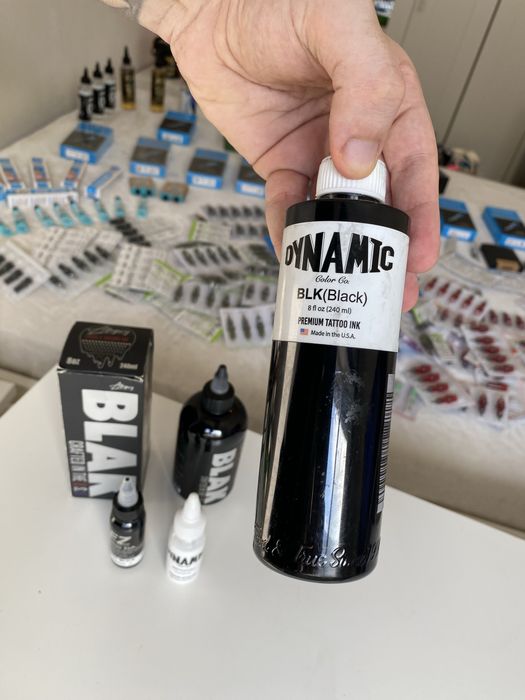 Tinta Preta Dynamic e Allegory Ink NOVAS 240 ml + tinta branca pequena e preta TATTOO Ink