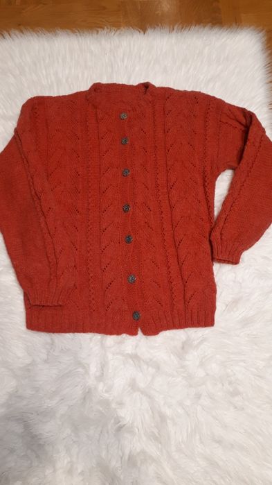 Czerwony Komplet sweter spódnica z wełny rozmiar M/L