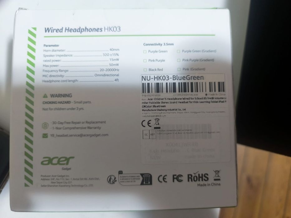 Phones Acer novos criança