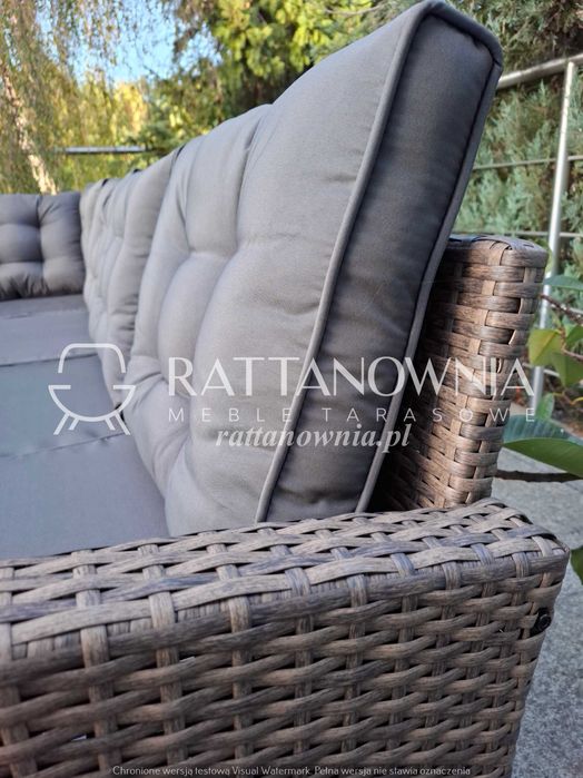 Narożnik Ogrodowy Zestaw Mebli Ogrodowych Narożnik i Pufy na Taras