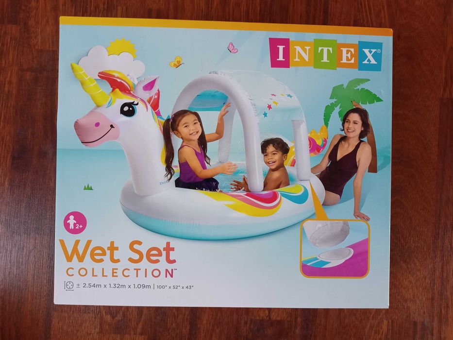 NOWY Basen dmuchany owalny Intex Jednorożec 254 x 132 cm basenik wyspa brodzik