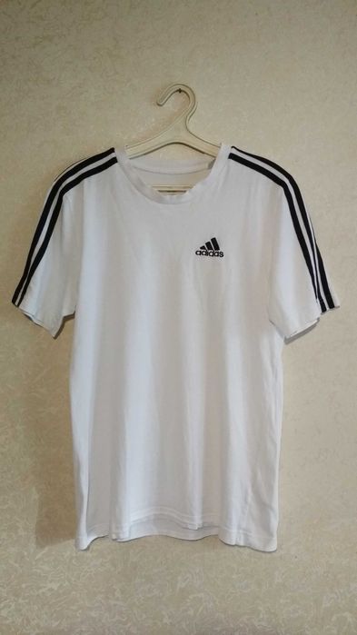 Женская мужкая футболка Adidas (S-M-L-XL) с лампасами Original 7шт