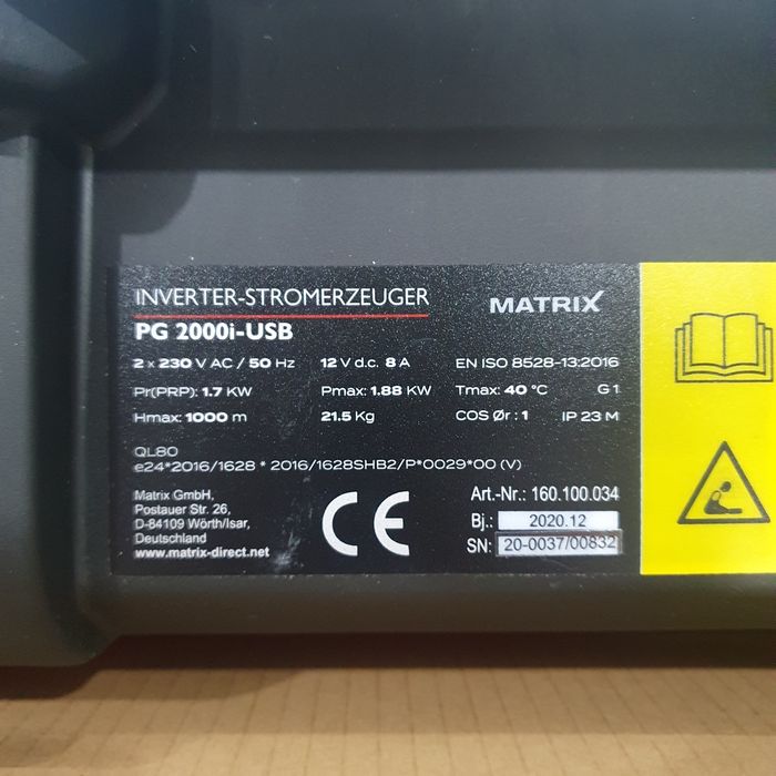 Генератор інверторний Matrix PG 2000i-USB НІМЕЧЧИНА