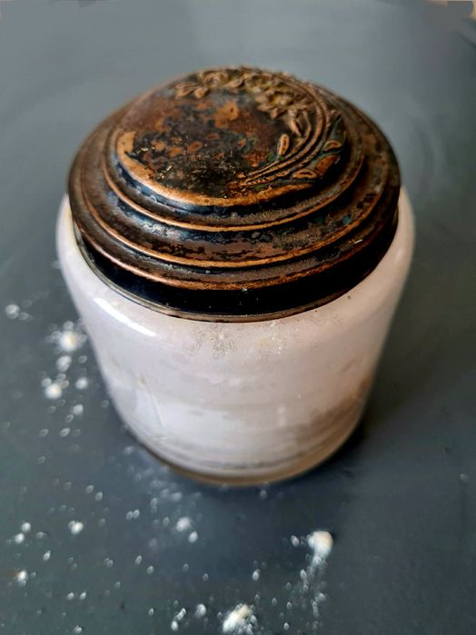 Raridade Anos 30: Caixa de Pó de Arroz Arte Déco Completa (Com Borla Original)