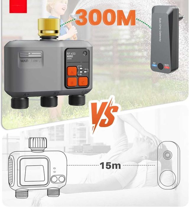 JOHGEE Komputer do Nawadniania WLAN 3 Technologia RF 300 m Alexa Smart Life