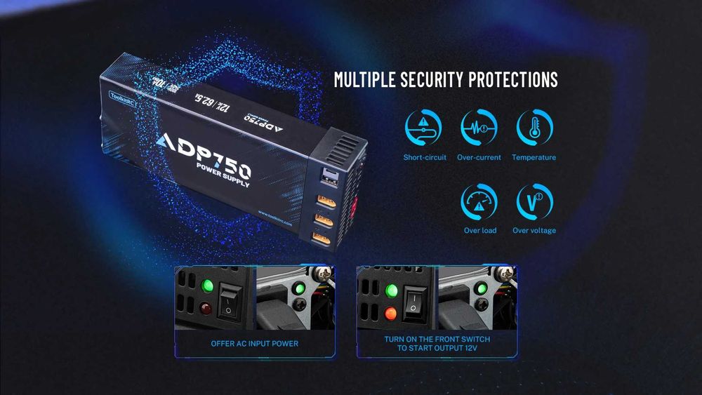 Блок живлення зарядних пристроїв ToolkitRC ADP750 750W XT90 XT60 M8D