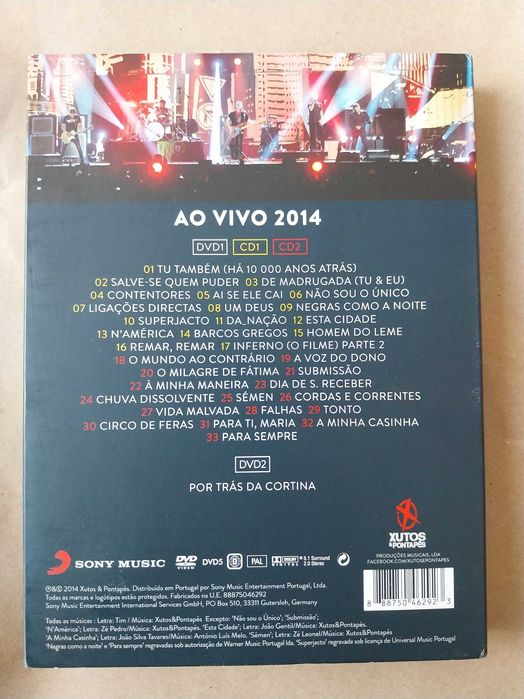raro dvd duplo + cd duplo: “Xutos & Pontapés 35, ao vivo 2014”