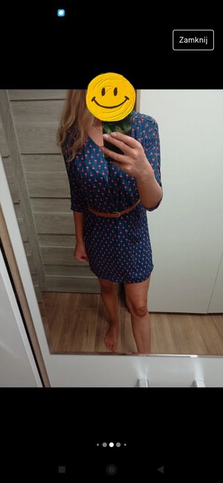 Sukienka granatowa w palmy