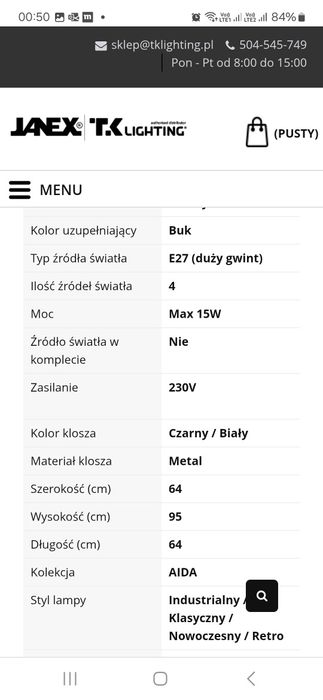 Żyrandol biały AIDA