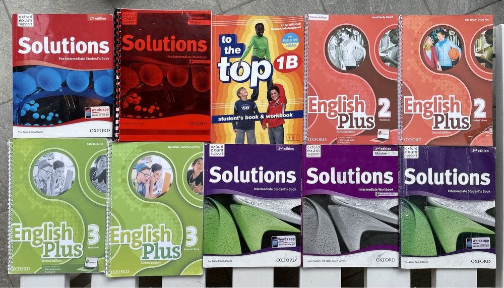 підручники з англійської мови solutions, english plus, to the top