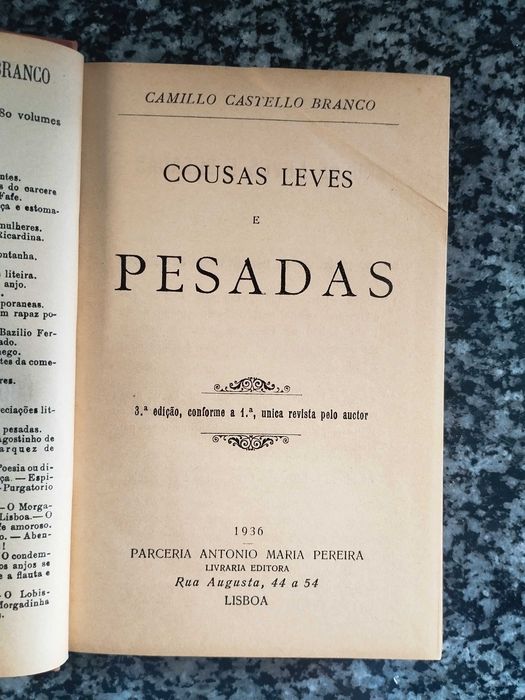 Livros Antigos de Camilo Castelo Branco