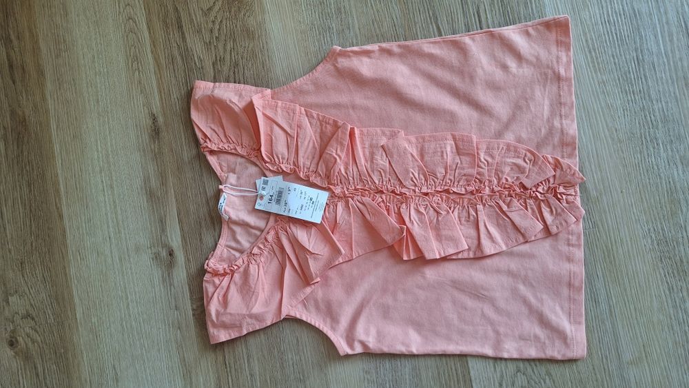 Bluzka z falbanką,  łososiowa