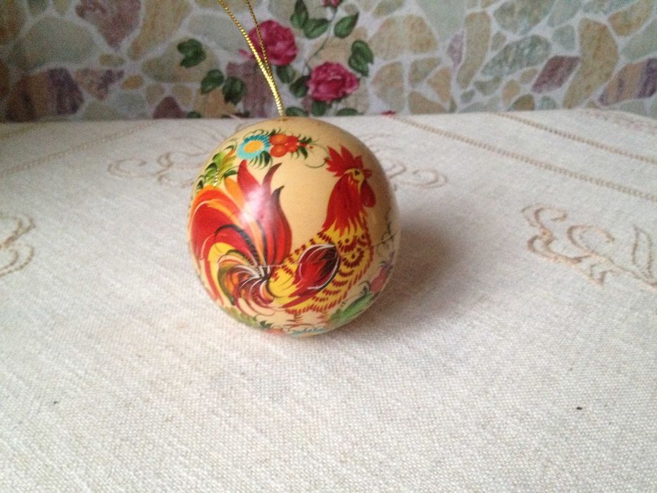 Декор шар - шкатулка деревянная д. 9см