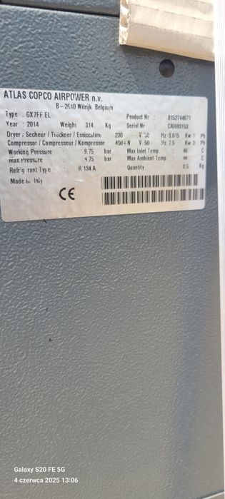 Kompresor sprężarka Atlas copco GX7ff gx 7 ff oszuszacz zbiornik