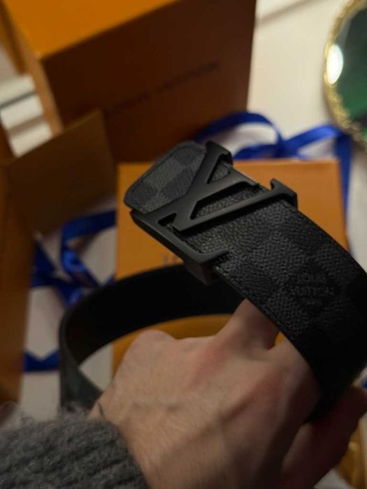 LV Initiales Belt Damier Graphite Matte Black 90-110