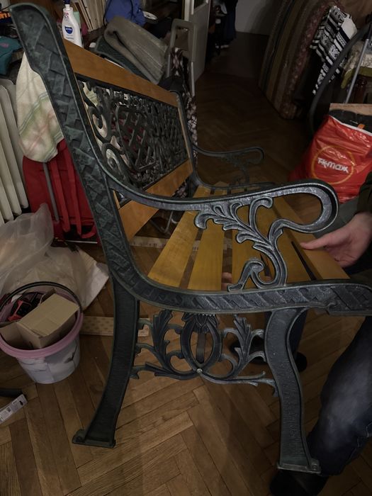 Ława ogrodowa drewaniano metalowa