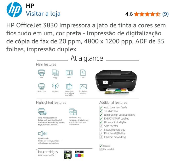 Impressora HP OfficeJet 3830