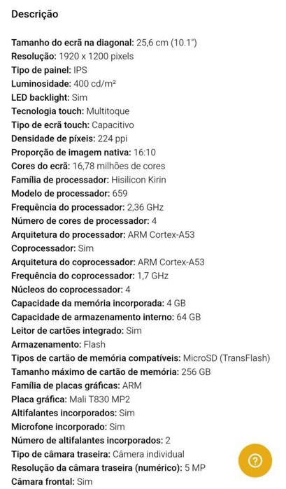 Tablet Huawei Matepad T5 3/32 = NOVO,caixa, 313€ na Fnac
