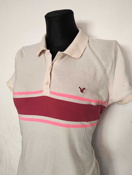 beżowa koszulka z kołnierzykiem polo damska r. 38 American Eagle