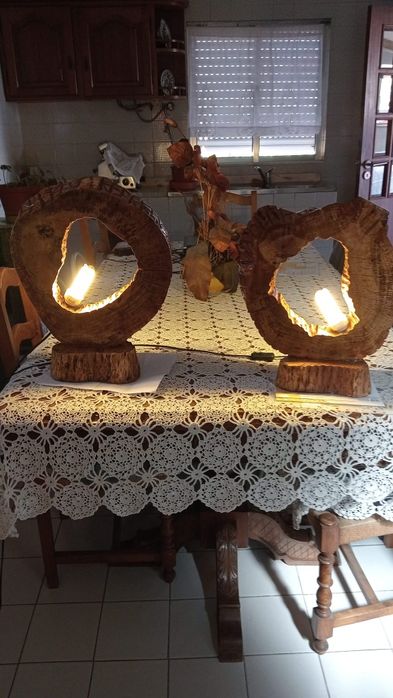 Conjunto de candeeiros em carvalho