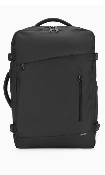 PUCCINI duży plecak podróżny  kabinowy do samolotu czarny 55x37x20cm