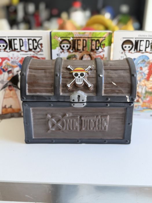 Livros e bau de one piece