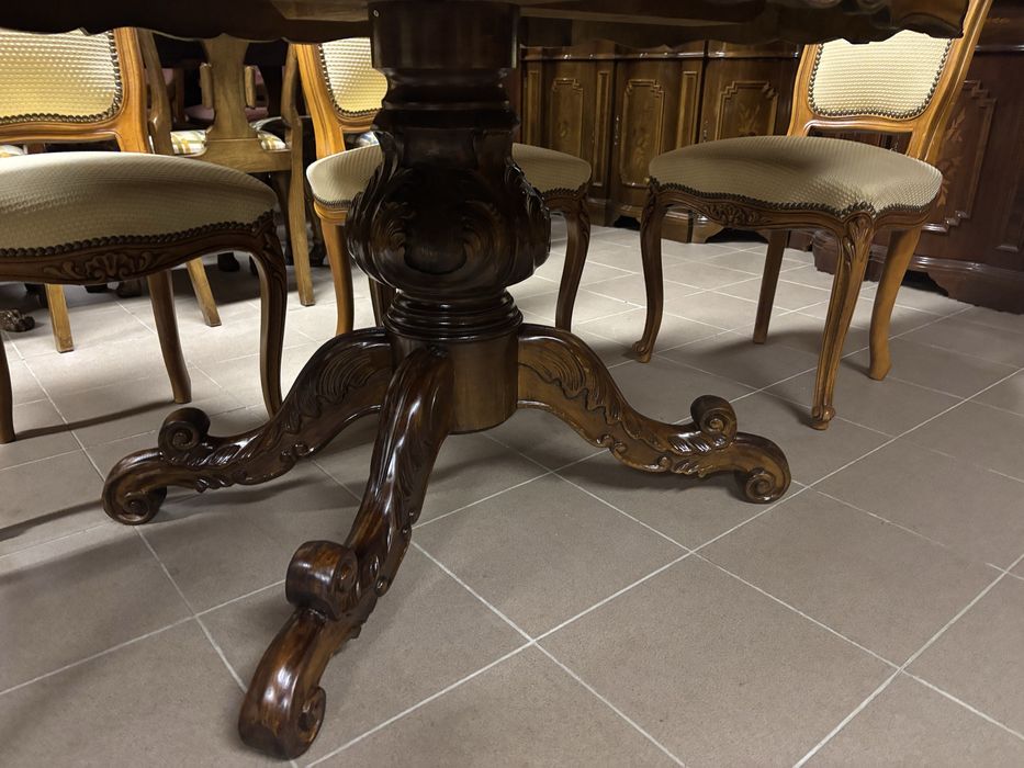 Włoski Stylowy Zestaw Stół 6 Krzeseł Meble stylowe ludwik rokoko