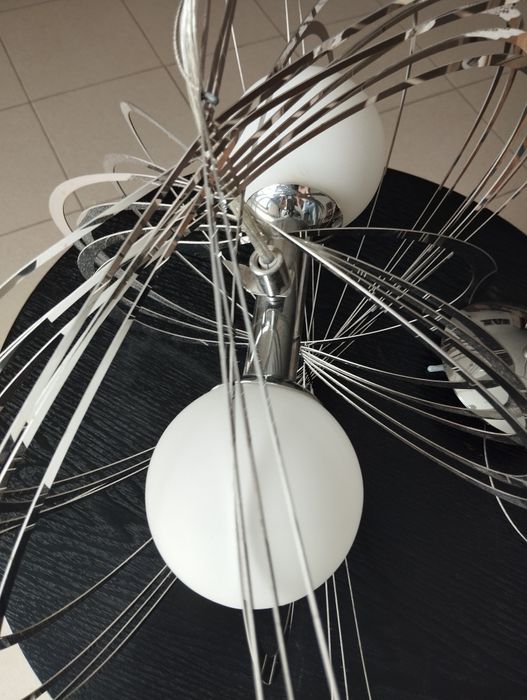 Candeeiro de teto suspenso Vintage em metal prateado espelhado