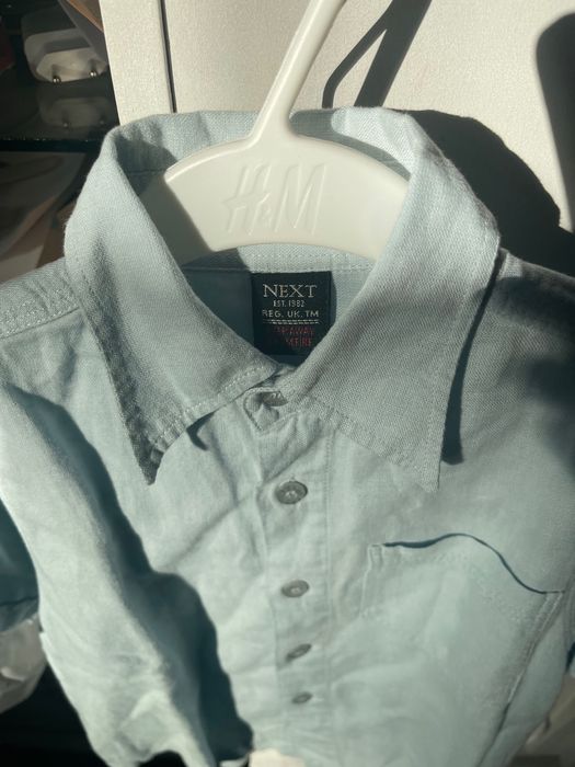 lniana koszula NEXT jasno niebieska