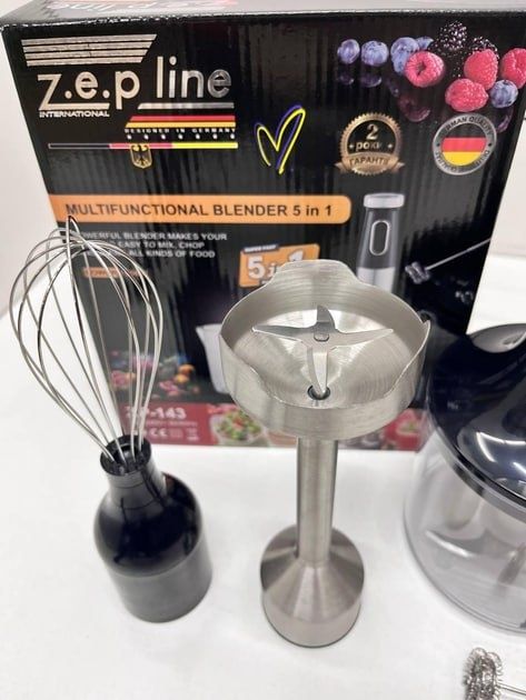 Блендер 5 в 1 на 1500 Вт! Ручний подрібнювач Zepline ZP-143 з чашею
