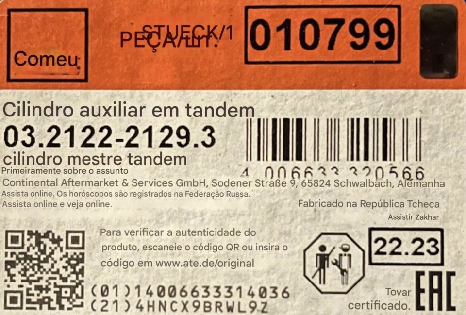 Bomba de travão central golf 5