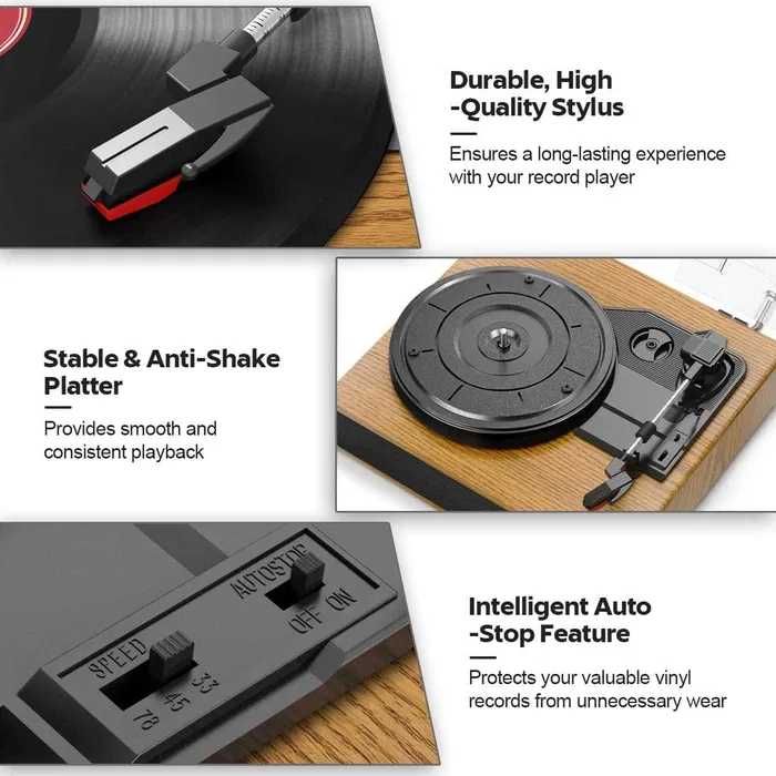 Gramofon, odtwarzacz płyt winylowych FYDEE z Bluetooth