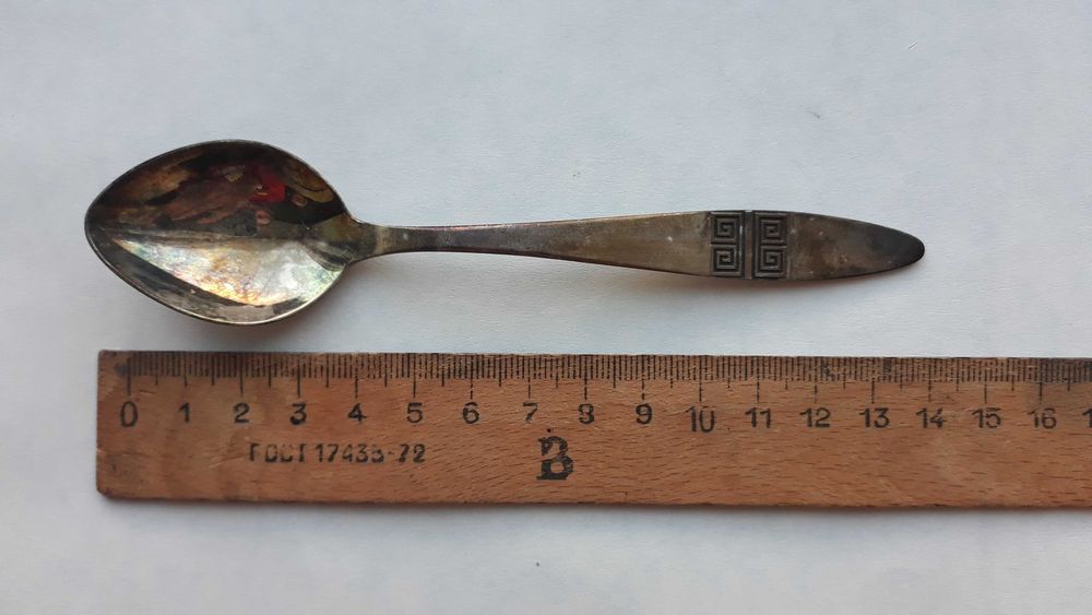 Коллекционные ложки чайные Меандр серебро позолота Таллин ссср