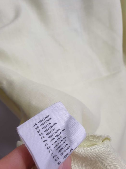 Zielona limonkowa koszula lniana bluzka 100% len 44 H&M