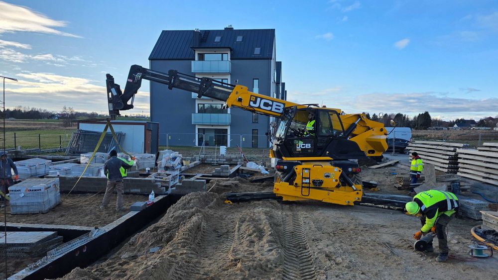 Usługa wynajem ładowarka obrotowa roto zwyżka żuraw dźwig kosz