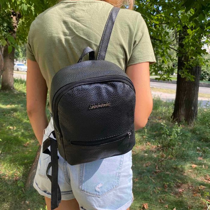 Детский мини рюкзак портфель дитячий рюкзачок экокожа черный серый