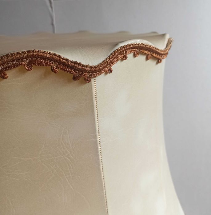 Stara duża lampa stojąca Vintage skórzany abażur