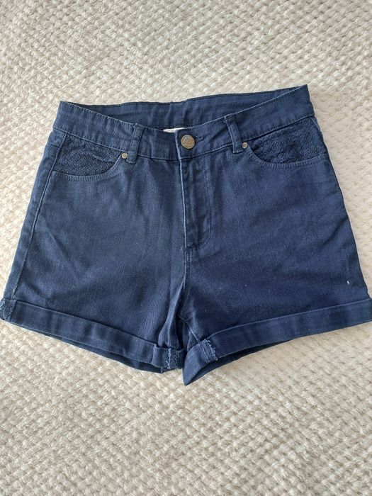 Jeansowe krótkie spodenki, szorty, granatowe. Women XS