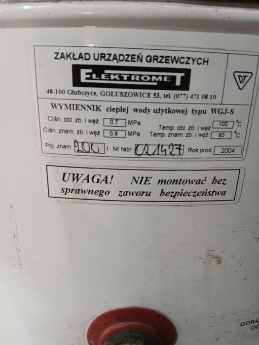 Bojler wymiennik ciepłej wody użytkowej 200l
