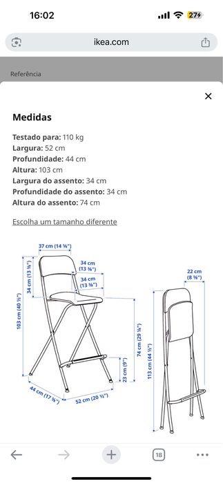 Cadeira Alta Dobrável - Preta