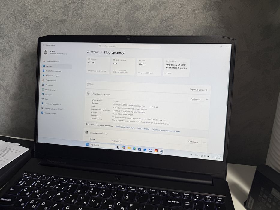 Lenovo Gaming 3/2025год/RTX2050-4GB/Razen 5-5500H/512GB/16GB/Ноутбук.