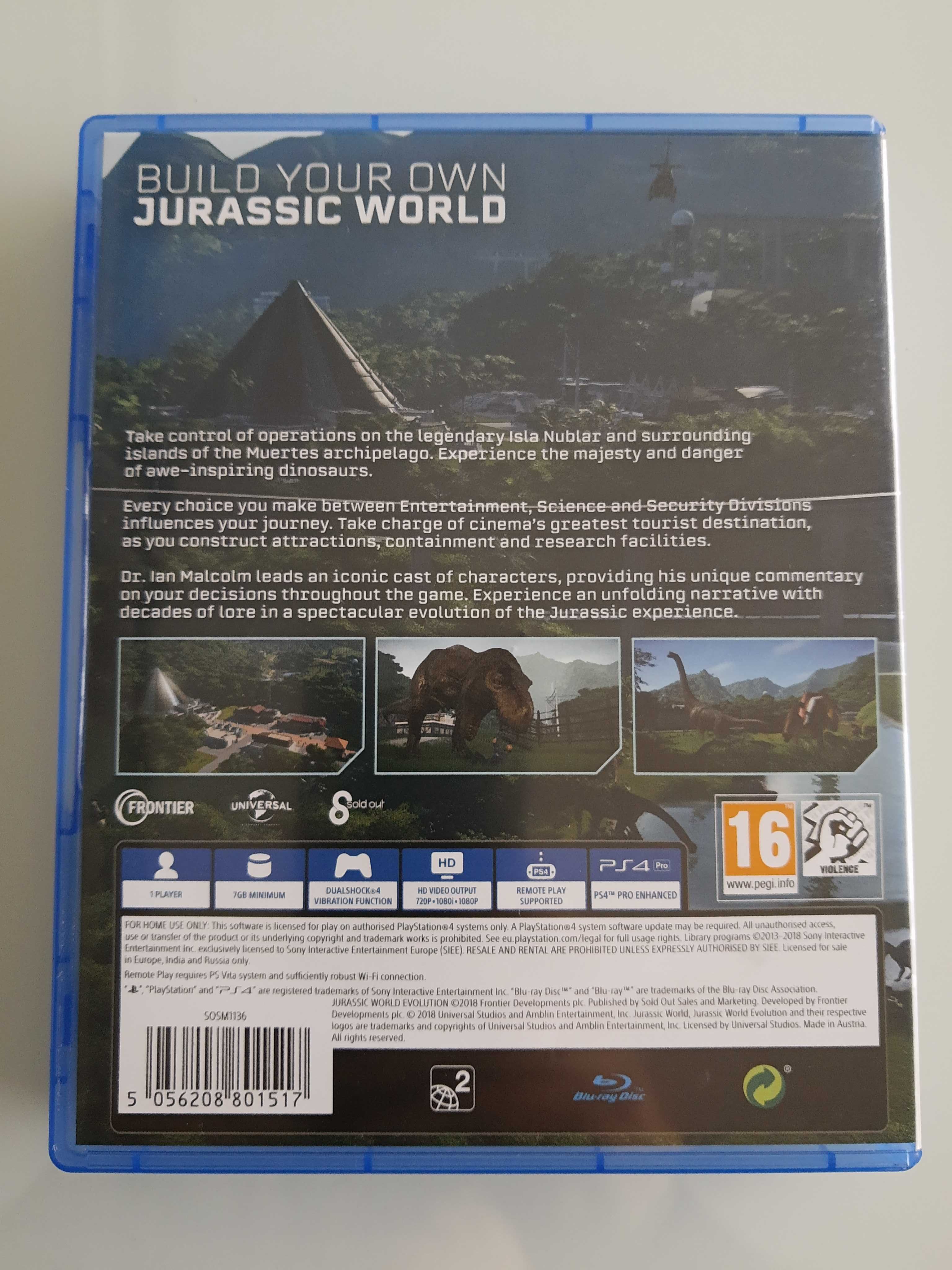 JOGO SONY JURASSIC WORLD EVOLUTION 2 PS4