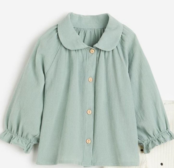 Bluzka koszula z bawełnianej  tkaniny H&M 68cm