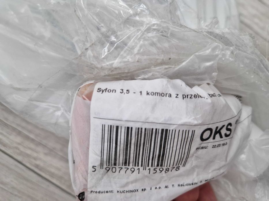 Nowy syfon 3,5” do zlewu 1-komorowego z przelewem – Kuchinox OKS 223A