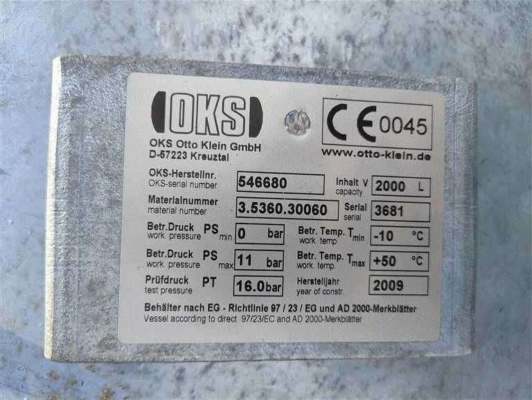 Zbiornik ciśnieniowy 2000L,