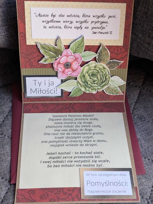 Kartka ślubna z życzeniami z kopertą