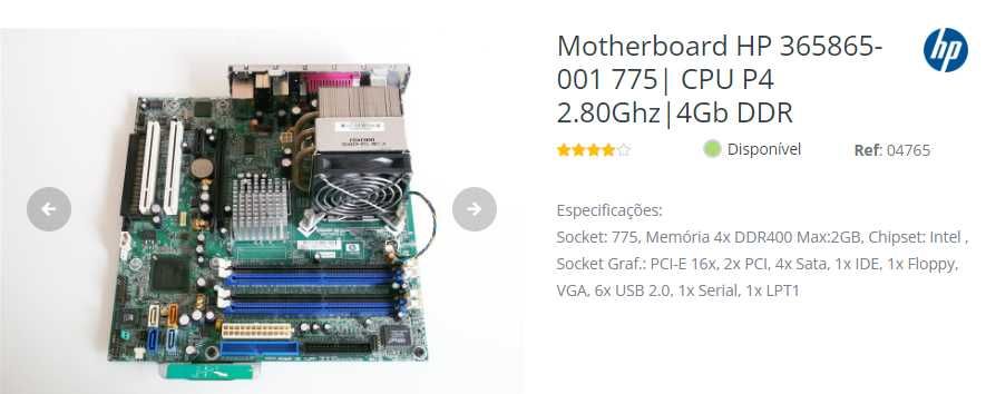 Motherboard HP CPU P4 2.80Ghz