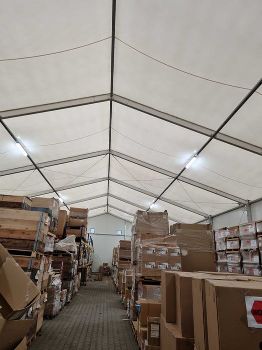 Hala namiotowa 14x25 h=4,5 pompowany dach w magazynie